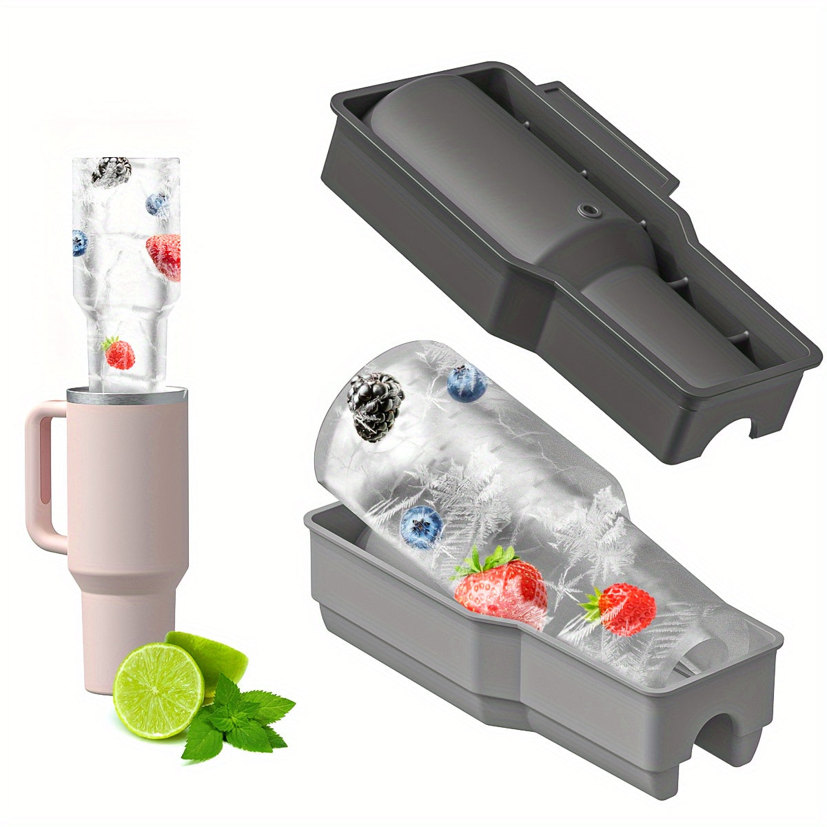 1pc Silicone Ice Cube Tray for Cup - Fits 40oz Tumbler with Lid, Perfect for Cocktails, Whiskey, Juice, and Iced Drinks, Easy-Release Mold for Customizable Ice Cubes